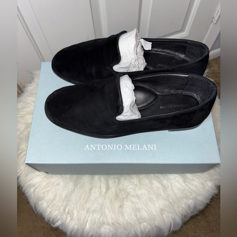 Antonio Melani black suede loafers Size 8